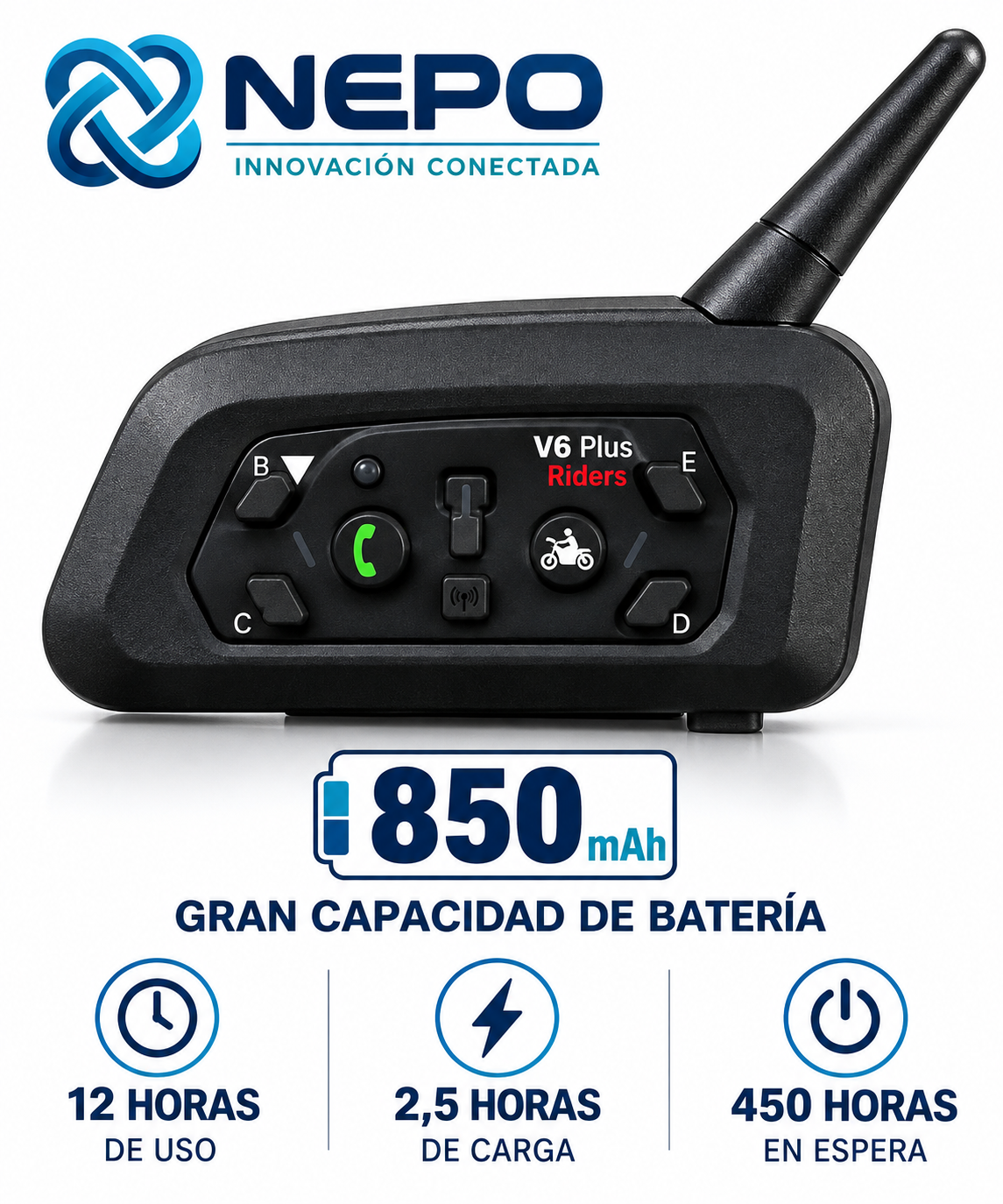 Intercomunicador Bluetooth Audífono Para Cascos De Moto Nepo