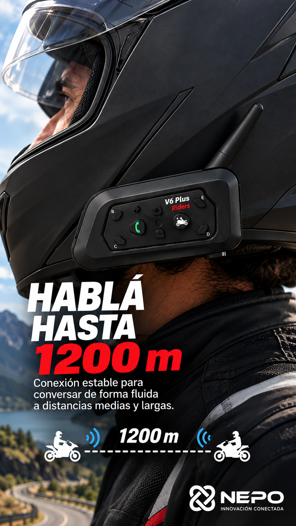 Intercomunicador Bluetooth Audífono Para Cascos De Moto Nepo