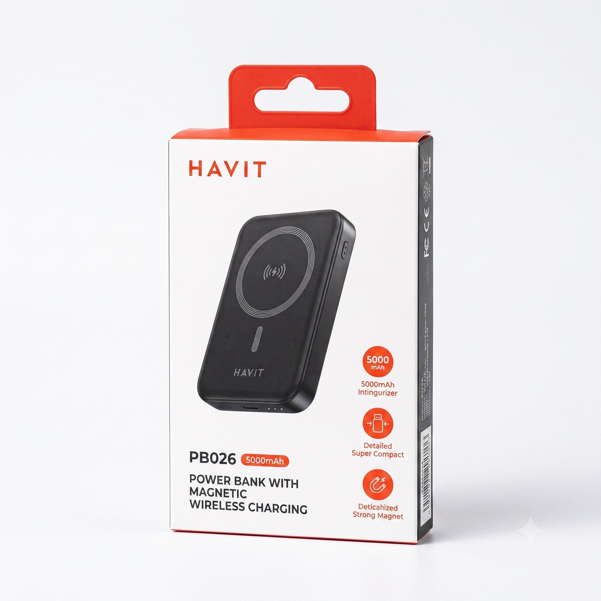 Power Bank Magnético HAVIT PB5224 de 10000mAh con Carga Inalámbrica 15W y PD20W