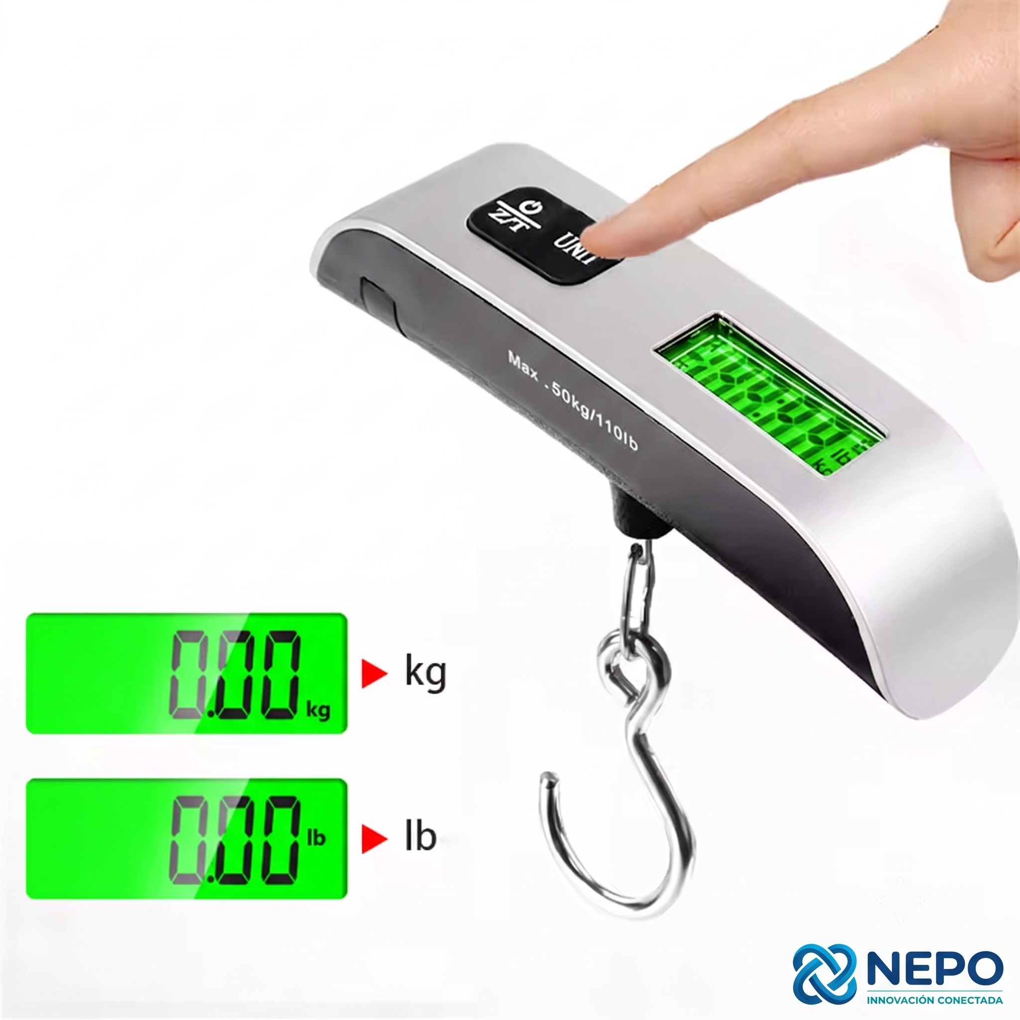 Balanza Digital De Viaje Para Valijas Equipaje Maleta 50kg Color Plateado