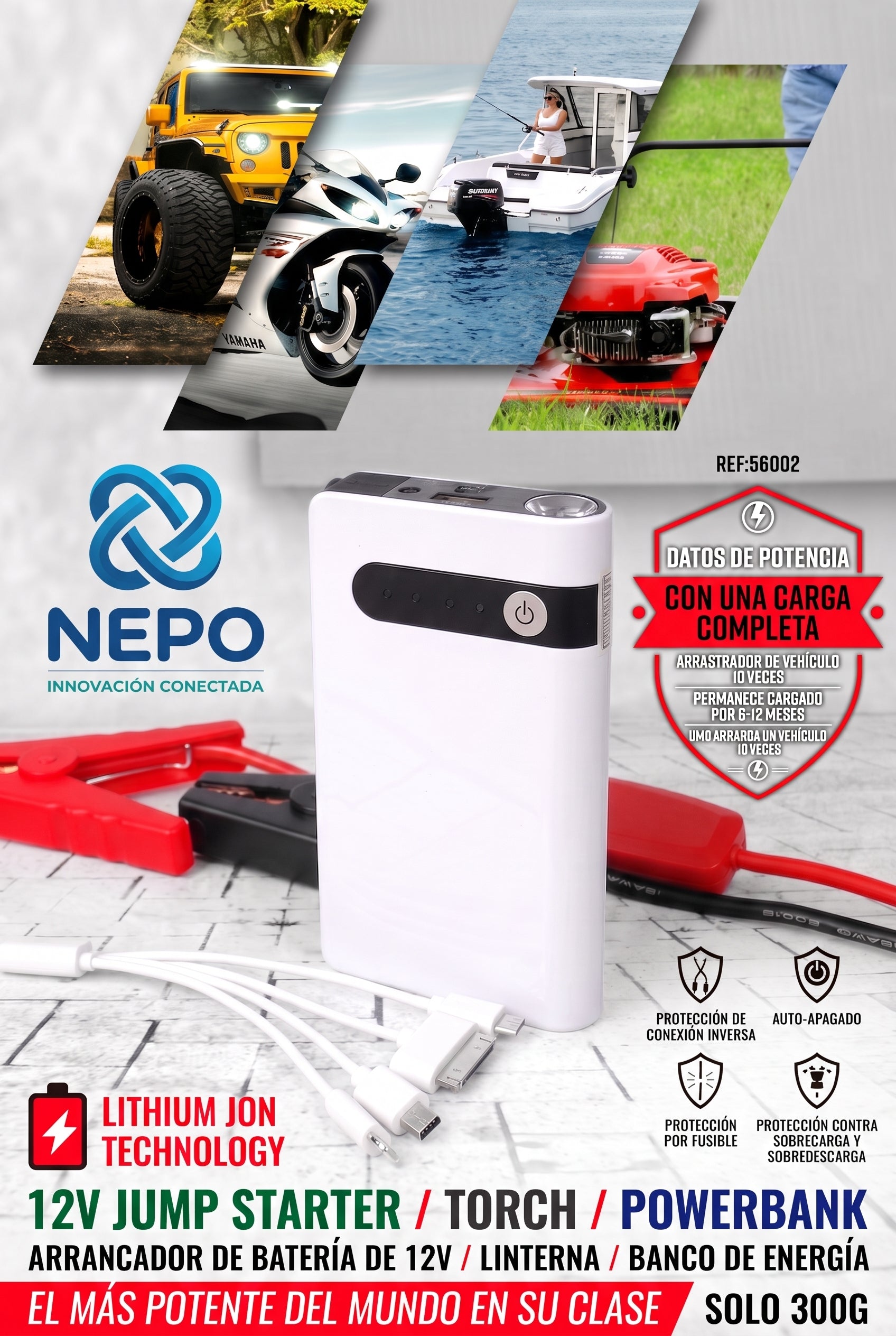 Arrancador De Auto Moto Portatil Powerbank 20000mah Estuche