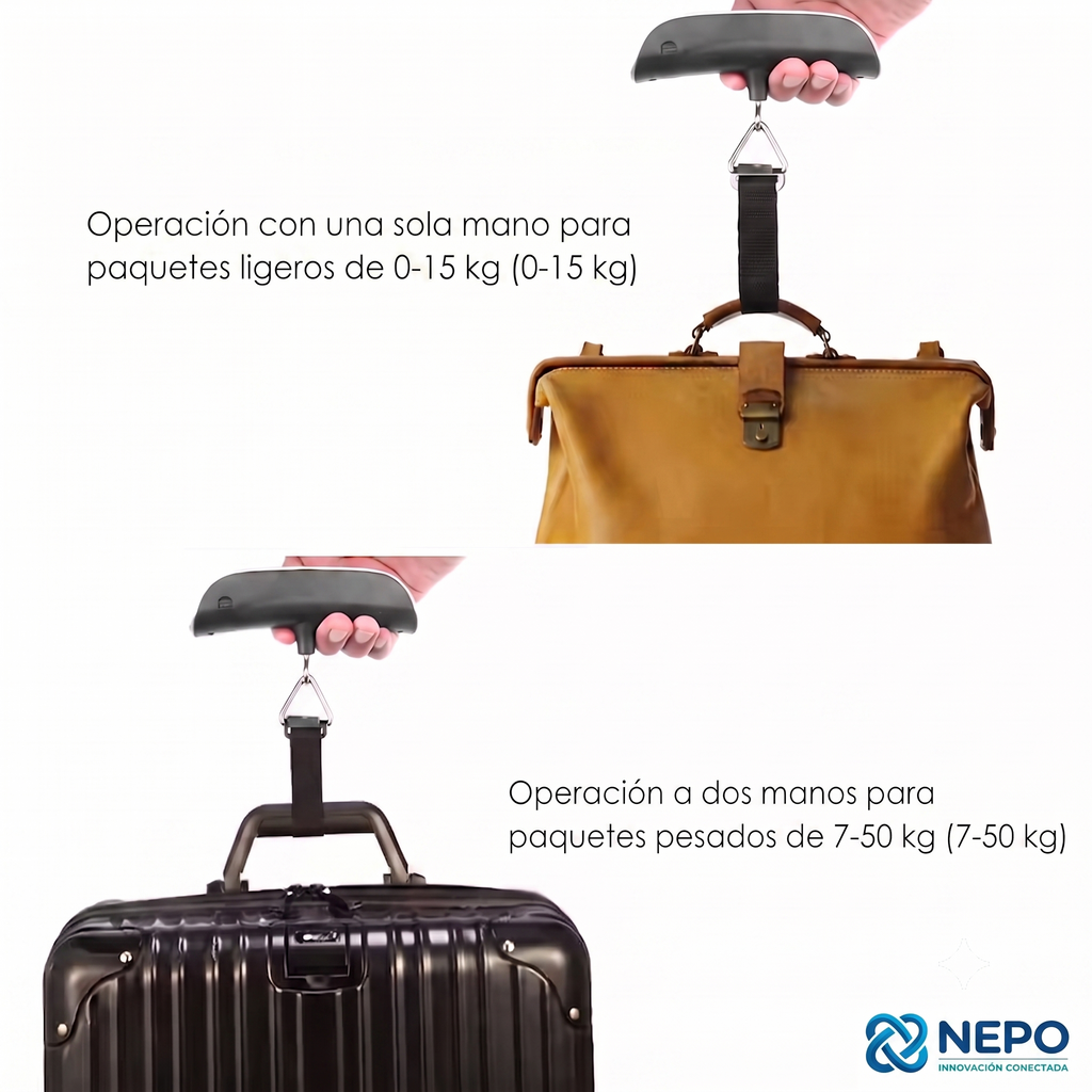 Balanza Digital De Viaje Para Valijas Equipaje Maleta 50kg Color Plateado