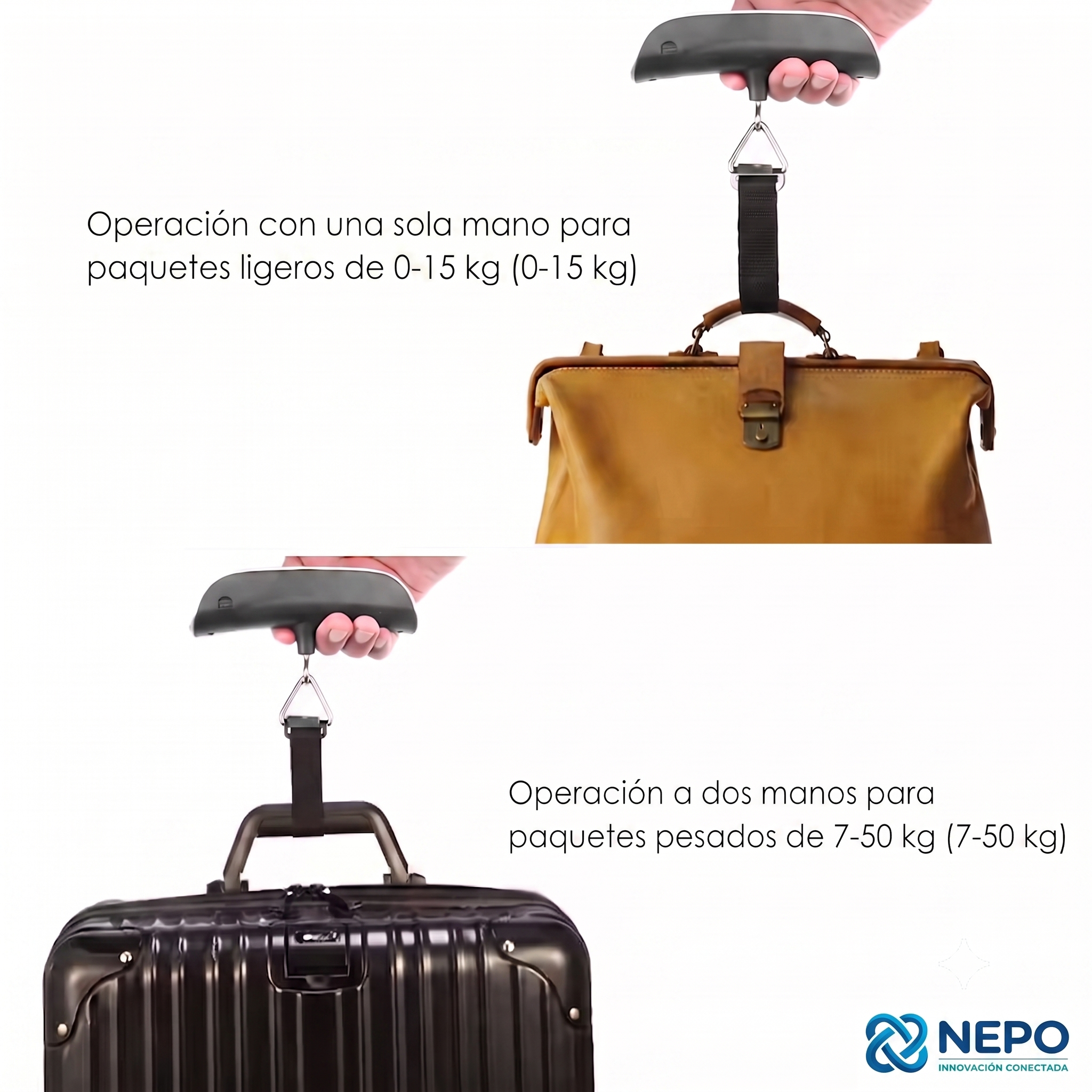 Balanza Digital De Viaje Para Valijas Equipaje Maleta 50kg Color Plateado