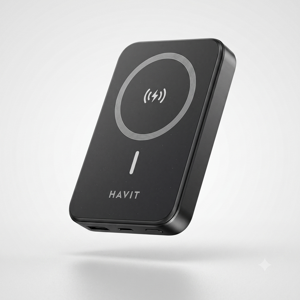 Power Bank Magnético HAVIT PB5224 de 10000mAh con Carga Inalámbrica 15W y PD20W