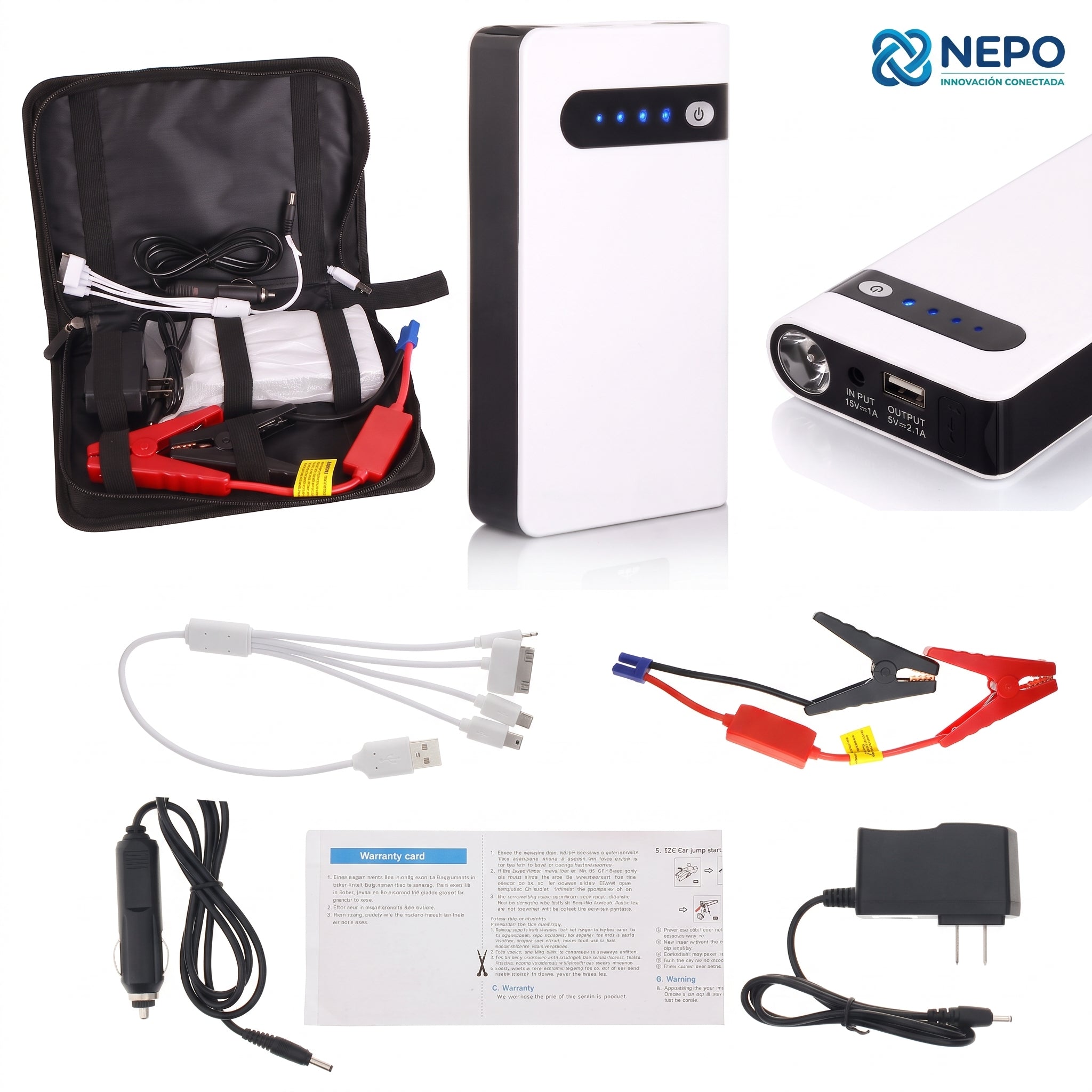 Arrancador De Auto Moto Portatil Powerbank 20000mah Estuche