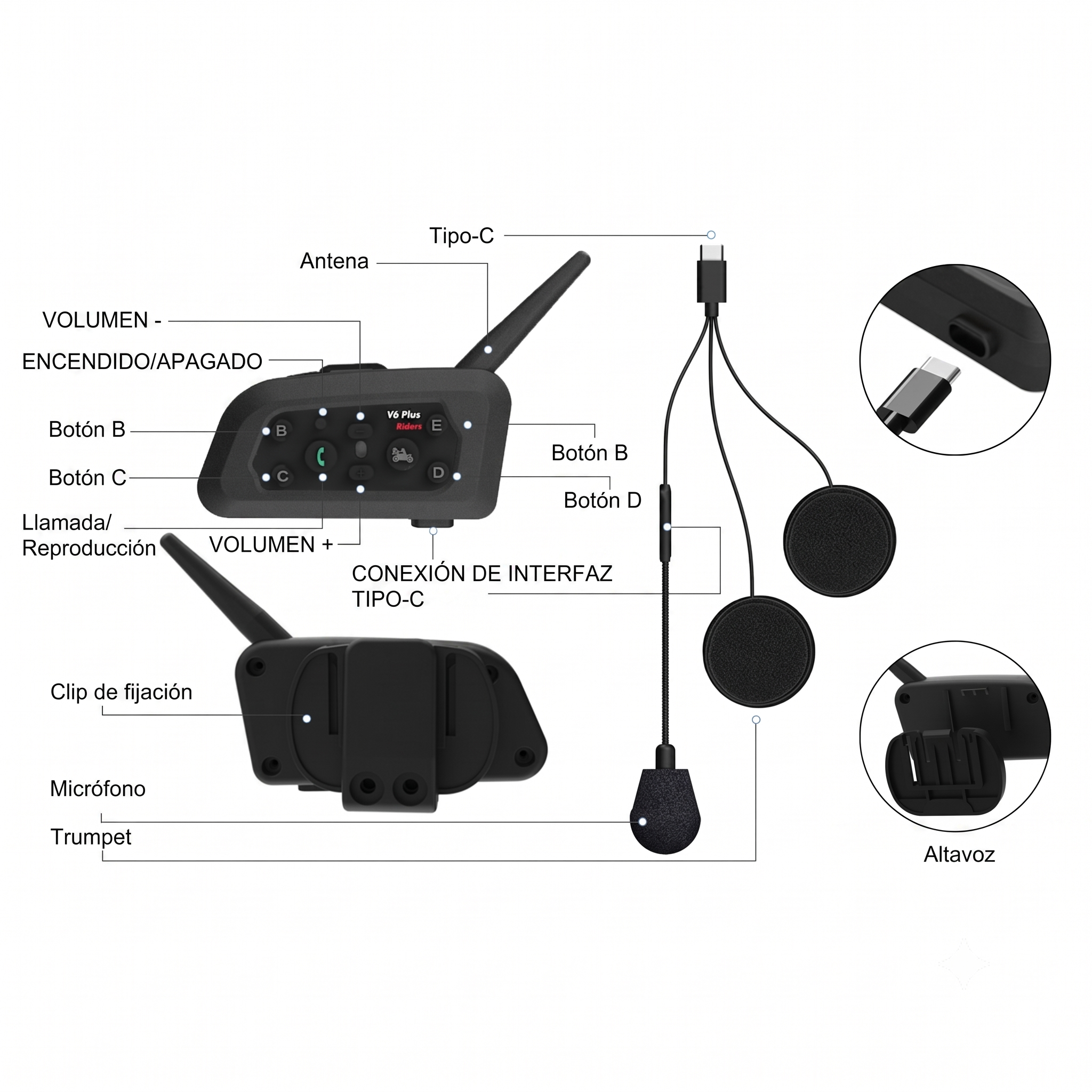 Intercomunicador Bluetooth Audífono Para Cascos De Moto Nepo