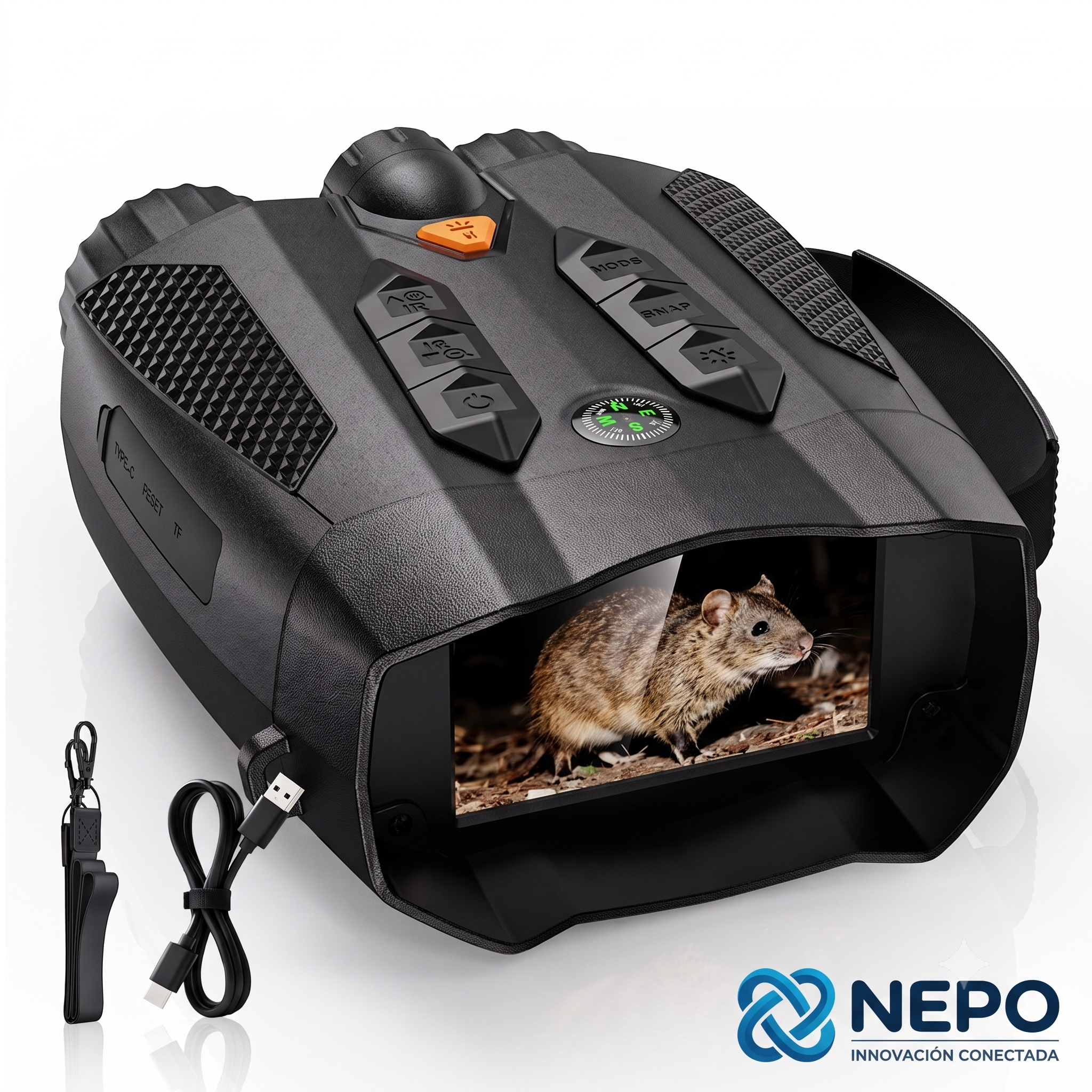Binoculares / Visor de Visión Nocturna Infrarroja 4K Ultra HD – Pantalla IPS 3.0" – Alcance 800m – Zoom Digital 10x