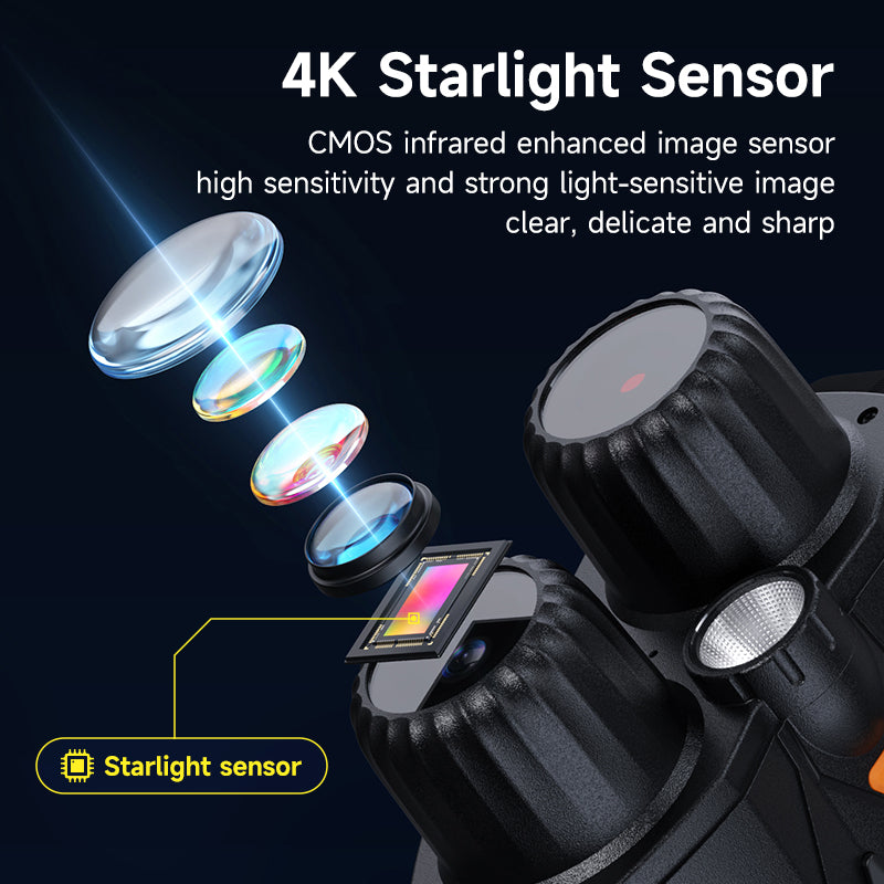 Binoculares / Visor de Visión Nocturna Infrarroja 4K Ultra HD – Pantalla IPS 3.0" – Alcance 800m – Zoom Digital 10x
