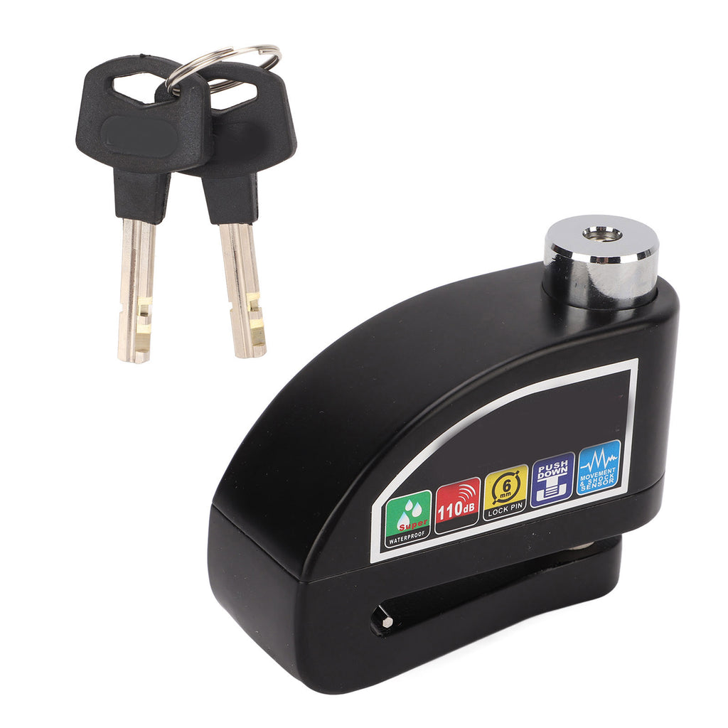 Candado Disco Freno Tranca Con Alarma Moto Bicicleta Negro NEPO