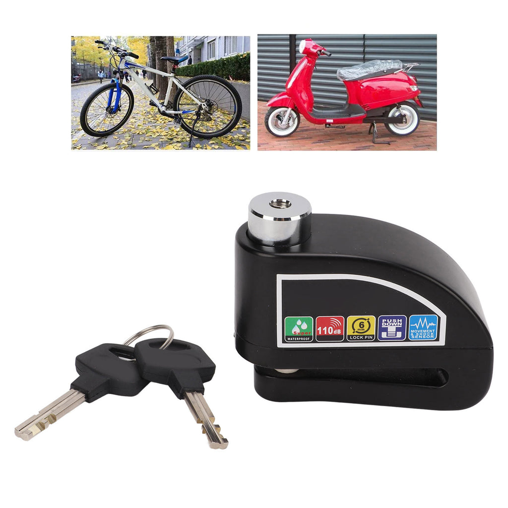 Candado Disco Freno Tranca Con Alarma Moto Bicicleta Negro NEPO