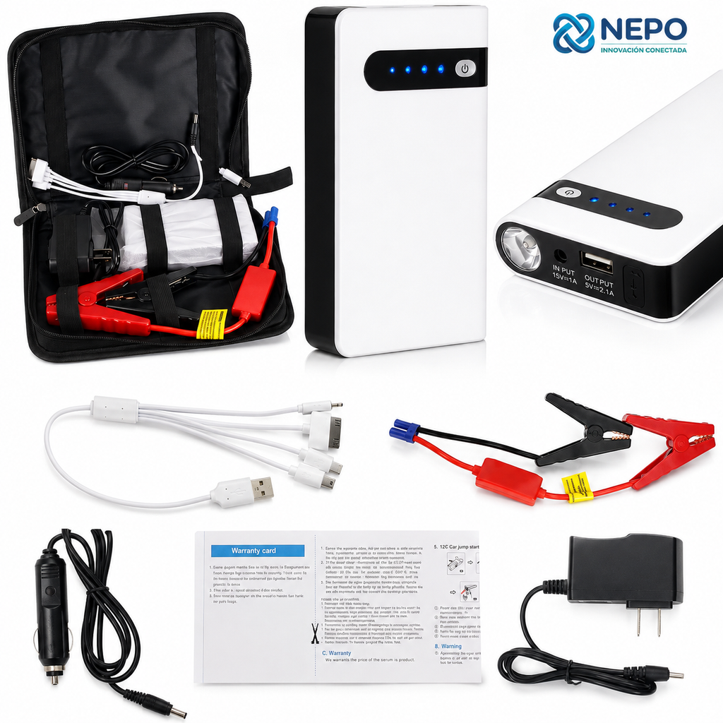 Arrancador De Auto Moto Portatil Powerbank 20000mah Estuche